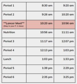 Lancer Meet Schedule